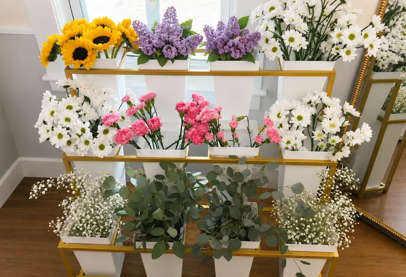 Bloom cart fully loaded with flowers for an event